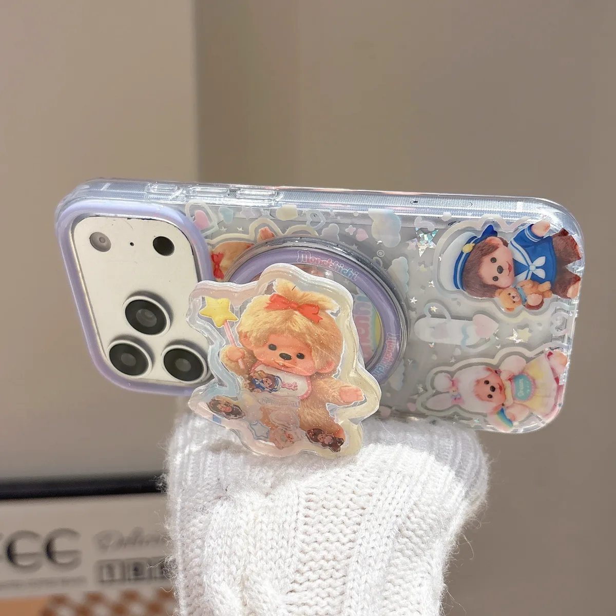 Monchhichi Kawaii Clear Phone Case for iPhone 17 16 15 14 13 Pro Max